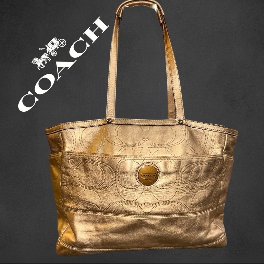 COACH Authentic Gold Leather Multifunction Tote Large Overnight Bag F18878